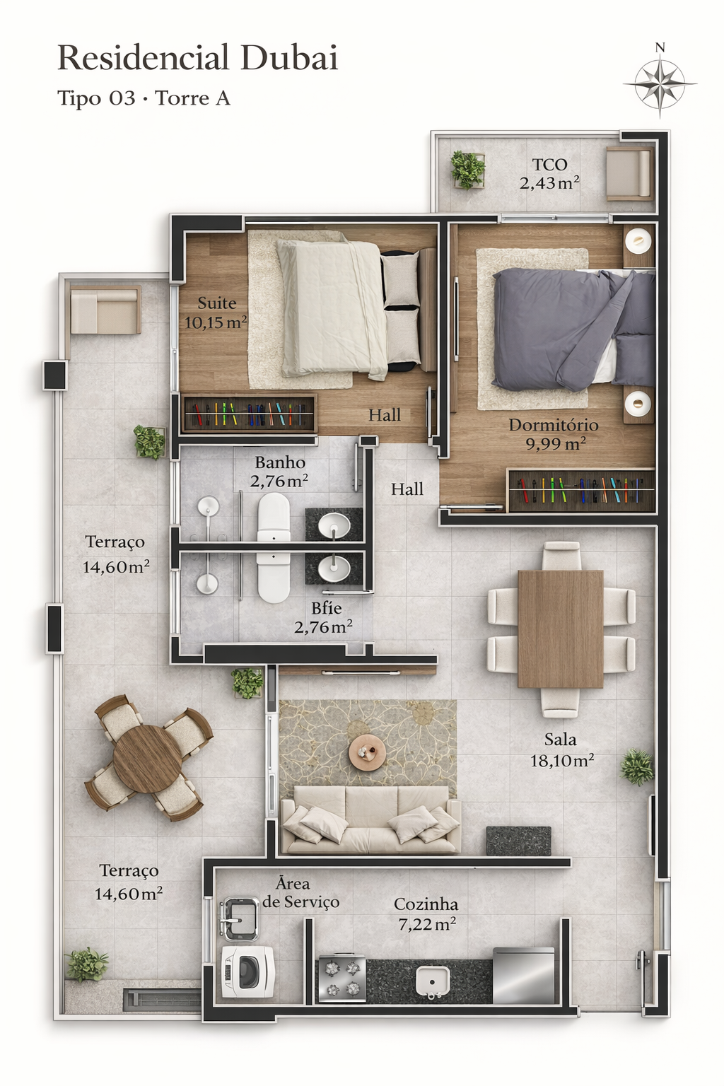 Planta baixa do Residencial Dubai — visão geral do empreendimento e implantação.