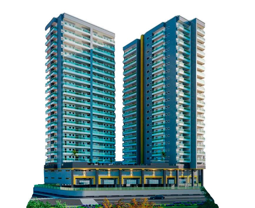 Vista aérea do Residencial Dubai, torres e entorno urbano